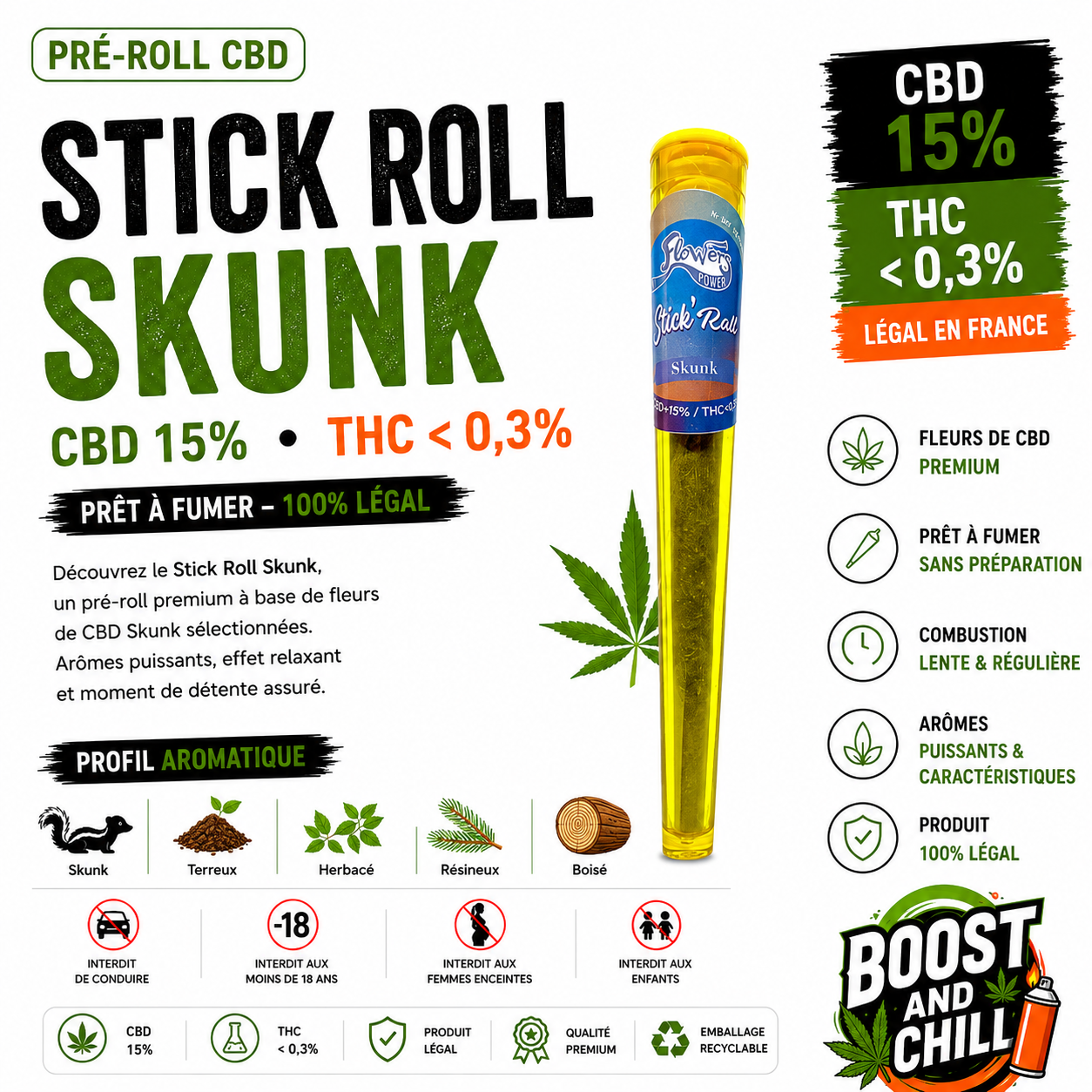 Pré roll CBD 15% SKUNK