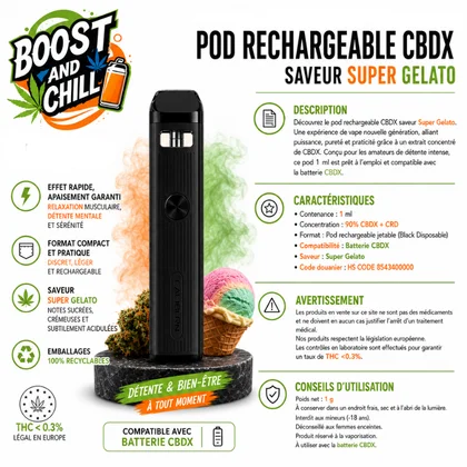 Pod Rechargeable CBDX – Super Gelato