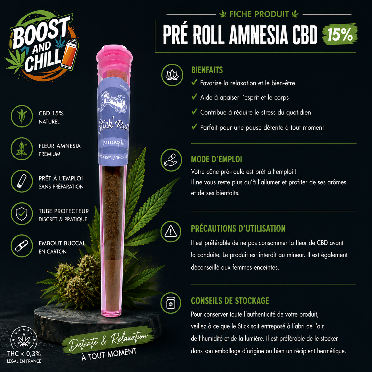 Pré roll CBD 15% Amnesia